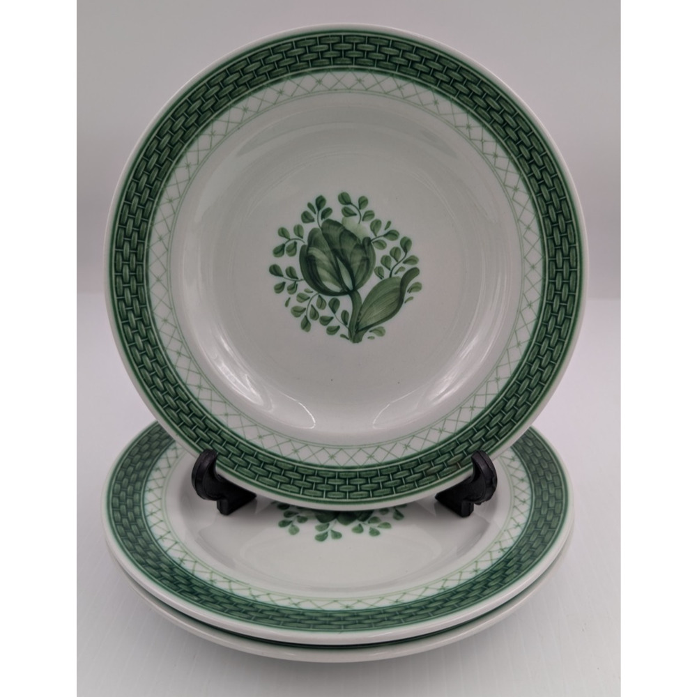Royal Copenhagen Fajance Tranquebar Green Salad Plates Set of 3 Denmark #945